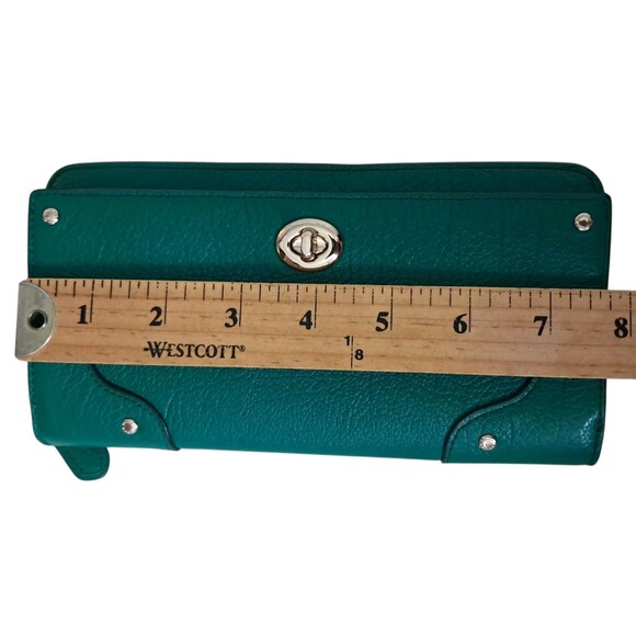 NWT Coach Mercer Wallet Green Leather Accordion Turn Lock Zip Around Classic - Picture 15 of 16